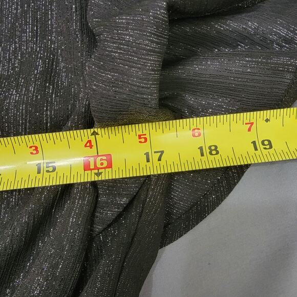 Mi Ami Black Metallic Mini Dress S Flutter Sleeve V-Neck Party - Picture 6 of 9